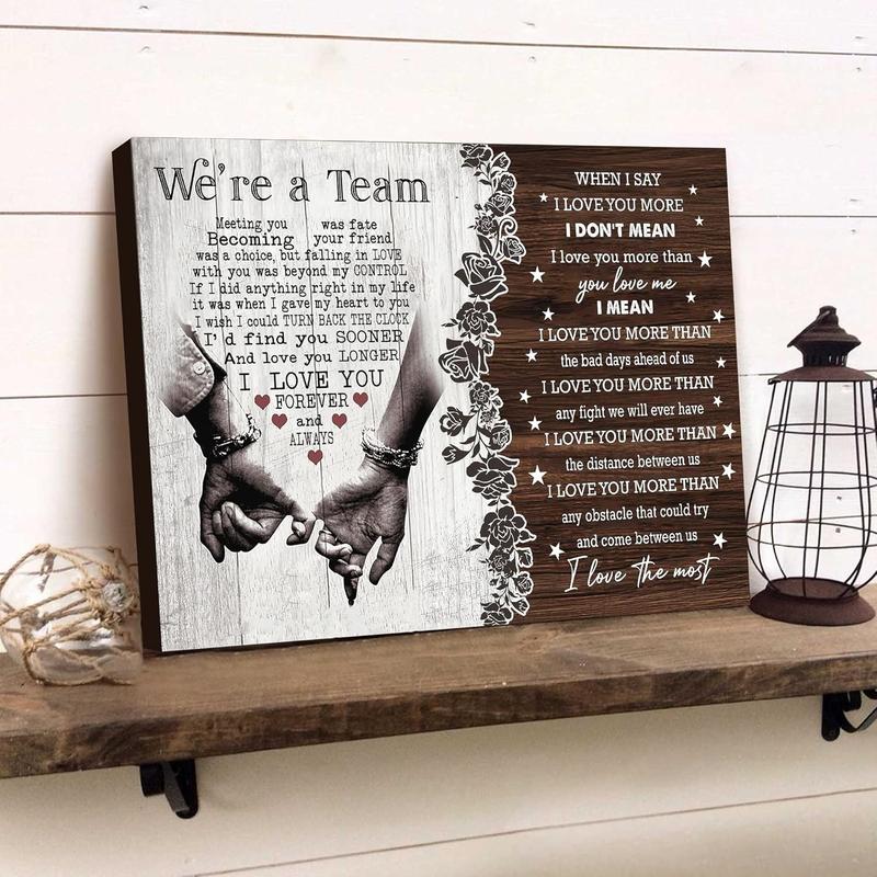 Personalized We're A Team Couple Poster for Him, Her, Husband Wife Christmas Birthday Anniversary Couple Lover Custom Name Poster Canvas Print Wall Art Home Decor Picture for Bedroom LivingRoom