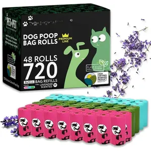 720 Counts Lavender Scented, Colorful Poop Bags for Dogs, 41% Plant Based & 59% PE Dog Poop Bags Rolls, Extra Thick Dog Waste Bag, Doggy Bag