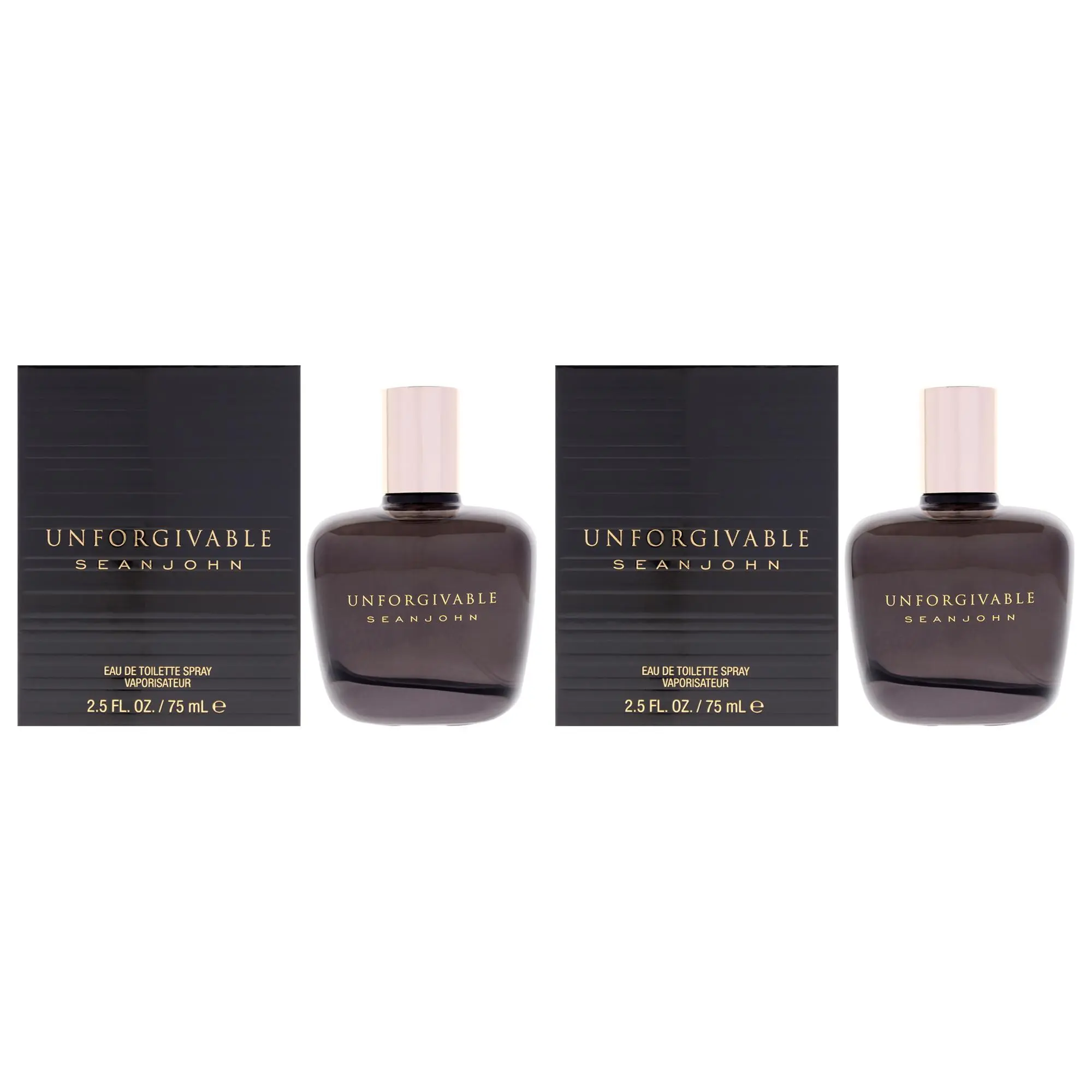Sean John Unforgivable Bold Masculine Men's Fragrance - 2.5 oz (75ml) EDT Spray, Confidence Boost, Strong Aroma - Pack of 2, Spray On Skin