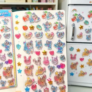 1pc New Angel 3D Embossed Sticker, Waterproof Bubble Goo Sticker, Gem Pattern Crystal Sticker, Kids Gift, Valentine's Day Gift, Phone Case Sticker, Fridge Sticker