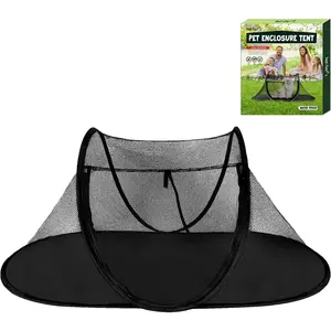 Outdoor Cat Tent, Pet Enclosure Tent for Cats and Small Animals, Portable Indoor Playpen Exercise Tent with Carry Bag Black