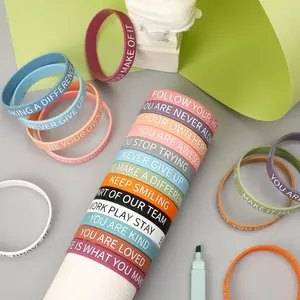 16pcs Motivational Quote Silicone Bracelets Bulk Colored Inspirational Rubber Wristbands Unisex Accessories for Women Men Teens Teacher Home Office Party Favor Gifts Supplies