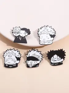 5-Piece Jujutsu Kaisen Anime Character Brooch Enamel Pins Anime Cartoon Figure Gojo Satoru Itadori Yuji Metal  Brooches Durable Metal Pins for Backpack Clothes Lapel Badge  Fashion Jewelry Gift for Fans Friends