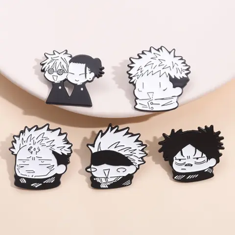 5-Piece Jujutsu Kaisen Anime Character Brooch Clip Enamel Pins Anime Cartoon Figure Gojo Satoru Itadori Yuji Metal  Brooches Durable Metal Pins for Backpack Clothes Lapel Badge  Fashion Jewelry Gift for Fans Friends