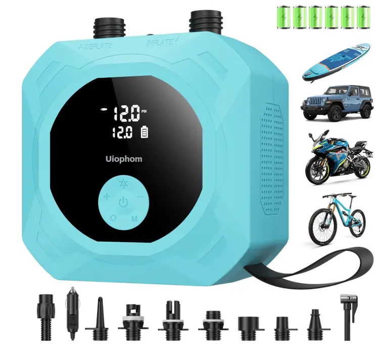 Electric Paddle Board Pump, 50PSI High Pressure Rechargeable SUP Pump, Intelligent Dual Stage Inflation & Deflation, Auto-Off for Stand Up Paddle Boards, Car Tires, Boats, Surfing Kite, Tent