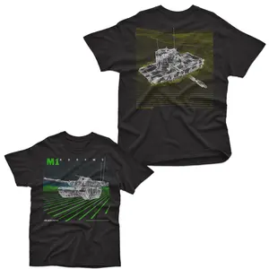 U.S. Army M1 Abrams Tank T-shirt, 2 Sides Tactical Armor Graphic with Retro Grid and Combat Design, Military Pride Tee for Veterans and Patriotic Americans for Men & Women, Streetwear, Vacation Outfits, Summer Deals