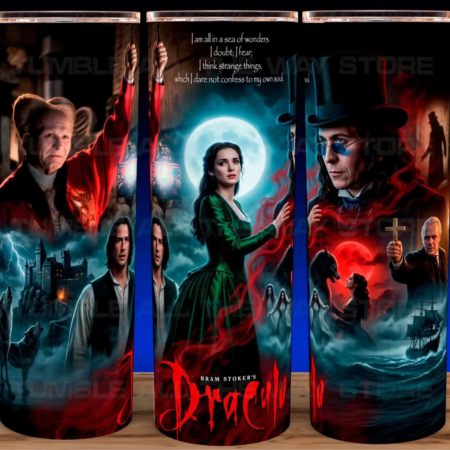 Bram Stokers Dracula 90s Vampire Movie Cup Mug Tumbler Cup 20oz Stainless Steel, Insulated, Durable, Reusable,  Perfect for Vampire Fans.