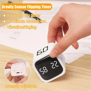 Productivity Cube Timer Gravity Sensor Flipping LED Display 4 Preset Time Dual Modes Countdown Cooking Study Mini Digital Timer Christmas Aruigu