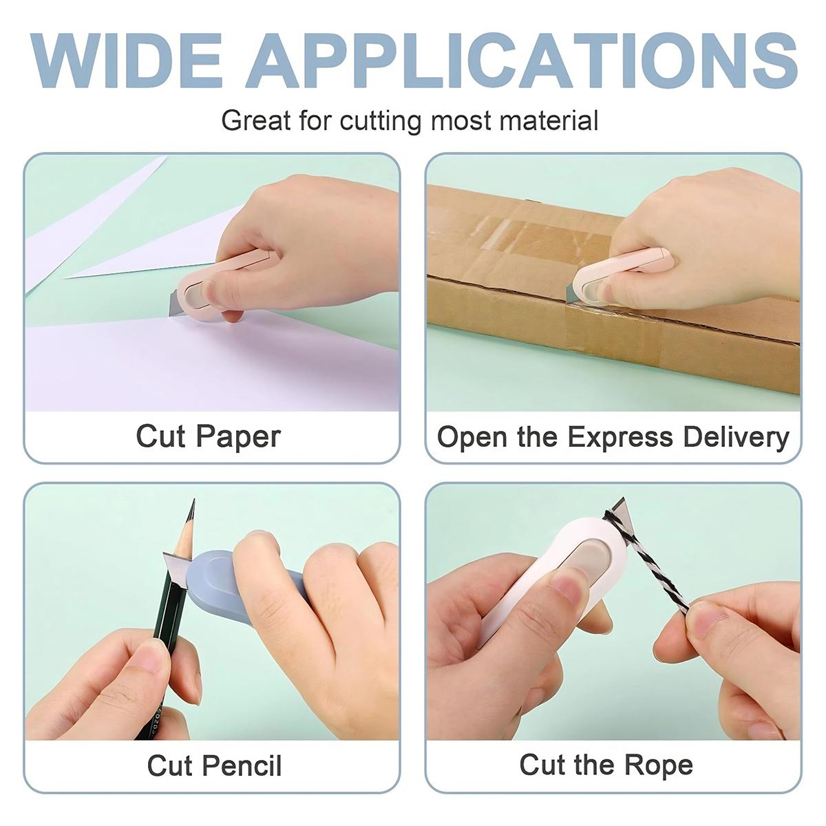 Fogepix Retractable Box Cutter, Mini Box Opener Utility Knife, Convenient and Handy Cutting Solution Envelope Opener for opening daily express boxes, packages, paper tapes and more Fogepix Retractable Box Cutter, Mini Box Opener Utility Knife, Convenient and Handy Cutting Solution Envelope Opener for opening daily express boxes, packages, paper tapes and more