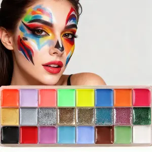 Facial Body Paint Set, Multiple Colors, Festival Party Painting Kit with Palette and Stencil Tools, Artist Brush, Tattoo Template Art Craft Set