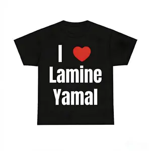 Game Day Gear Cotton T Shirt Featuring I Heart Lamine Yamal for Fans with Graphic Design