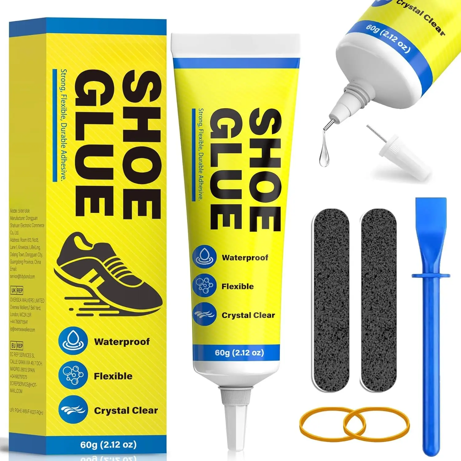 Shoe Glue, Shoe Repair Adhesive Flexible, , Clear, Super  Glue for Soles, Sneakers, Boots, Leather, Handbags, Soles, Heels - Works  Leather, Rubber, Vinyl, Canvas - 2.1oz