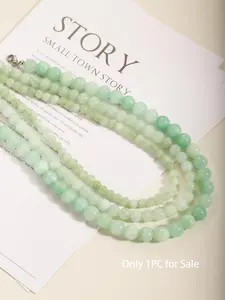 1PC Vintage Handmade Natural Stone Necklace For Women Natural Jade Beaded Choker Necklace Women,Suitable For Daily Wear