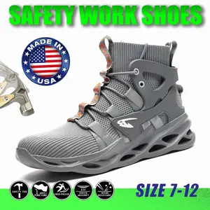 High Top Work Shoes With Metatarsal Guard Steel Toe Polyester Fiber Upper Lace Closure Round Toe Safety Boots Size 7-12