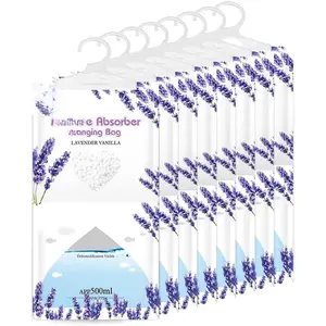 Hanging  Absorber, Lavender Vanilla Moistureproof Hanging Bag,Dehumidifier Bag (8 packs) Hanging Closet Dehumidifier Bags,  Absorb 12.5 oz