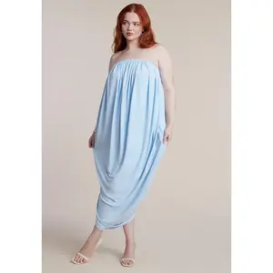 ELOQUII Women's Plus Size Strapless Draped Midi Dress