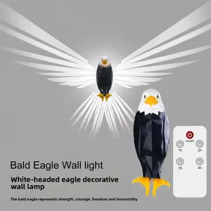Smart Motion Sensor Bald Eagle Night Light| Remote Control RGB Wall Lamp| No Drilling Magnetic Installation For Bedroom Corridor Hallway