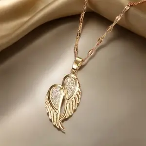 Angel Wing Pendant Necklace, Ideal Gift for Valentine's Day Anniversary Birthday Party, Jewelry Accessories