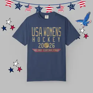 Vintage USA Womens Hockey 2026 T-Shirt | Retro Gold Medal