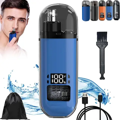 Women's High Quality USB Rechargeable Cordless Quiet Nose Hair Trimmer - 2-in-1 IPX7 Waterproof Nasal Cutter with 7000 RPM Motor, Dual Edge Finger-Safe Blades, Cleansing Brush, Storage Bag, Upgraded Orange, Travel-Friendly, Cordless Quiet Trimmer