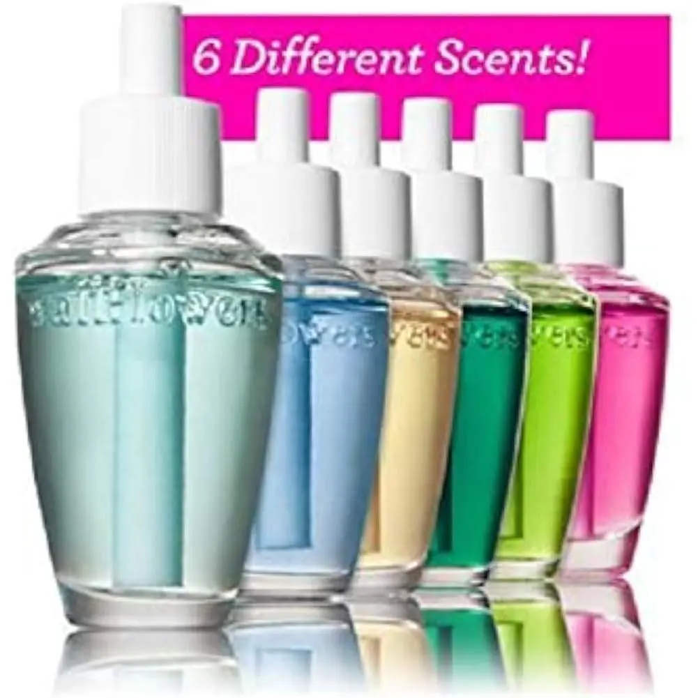 6-Piece Assorted Bouquet-Infused Home Fragrance Wallflowers Colored Scented Gel Refills Sampler Bundle, Full Size, All Seasons Freshener, Maintains Freshness