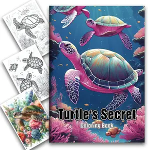 Turtle's Secret Coloring Book, Doodle Books, 1 Count 24 Patterns Coloring Book, Arts & Crafts Coloring Book Birthday Gift for Adults Teens
