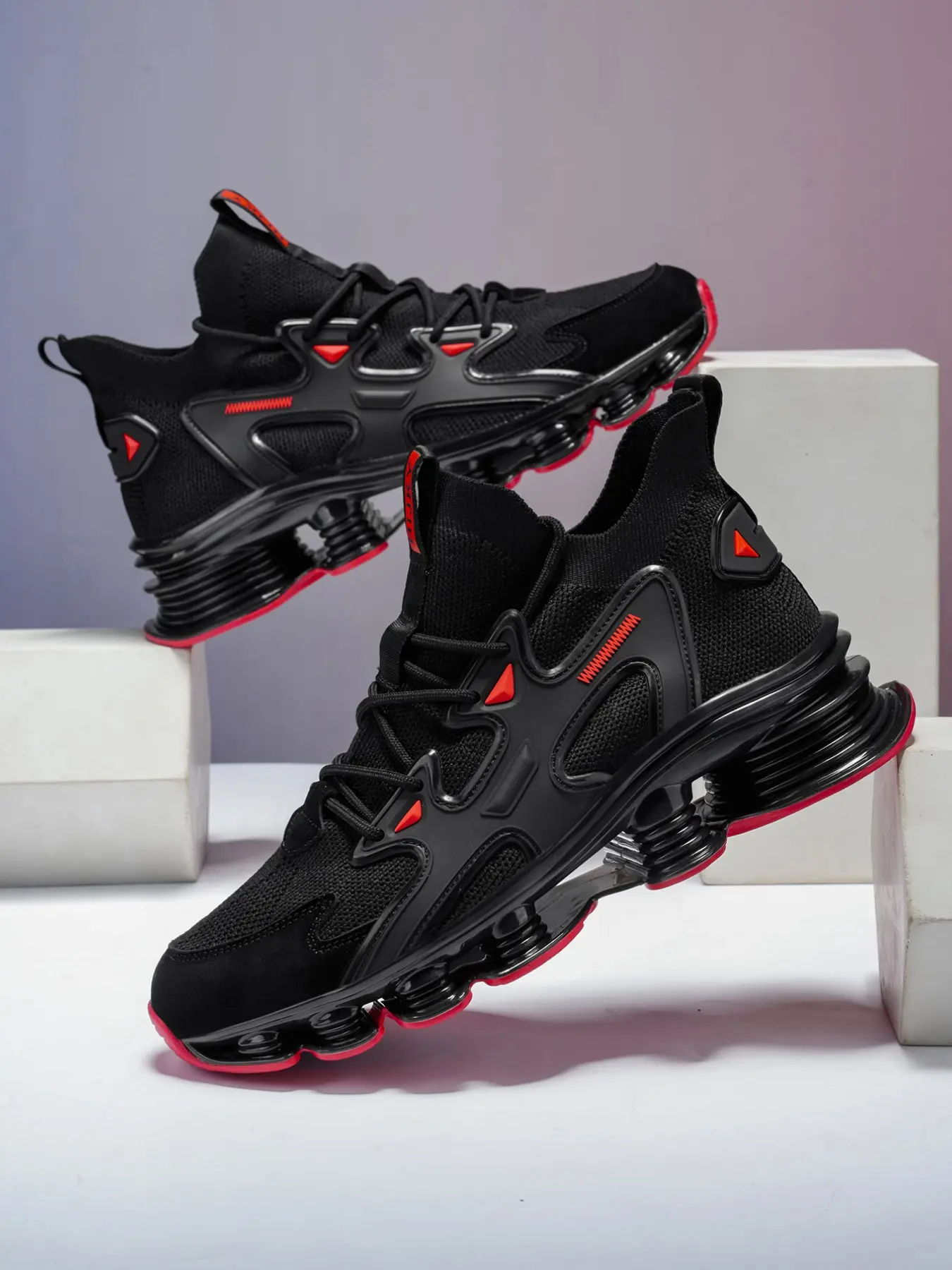 Men's High Top Dad Shoes, Sporty PU Leather Sneakers, Breathable Mesh Lining, Shock Absorbing Sole, All-Season Casual Footwear, Casual Athletic Sneakers