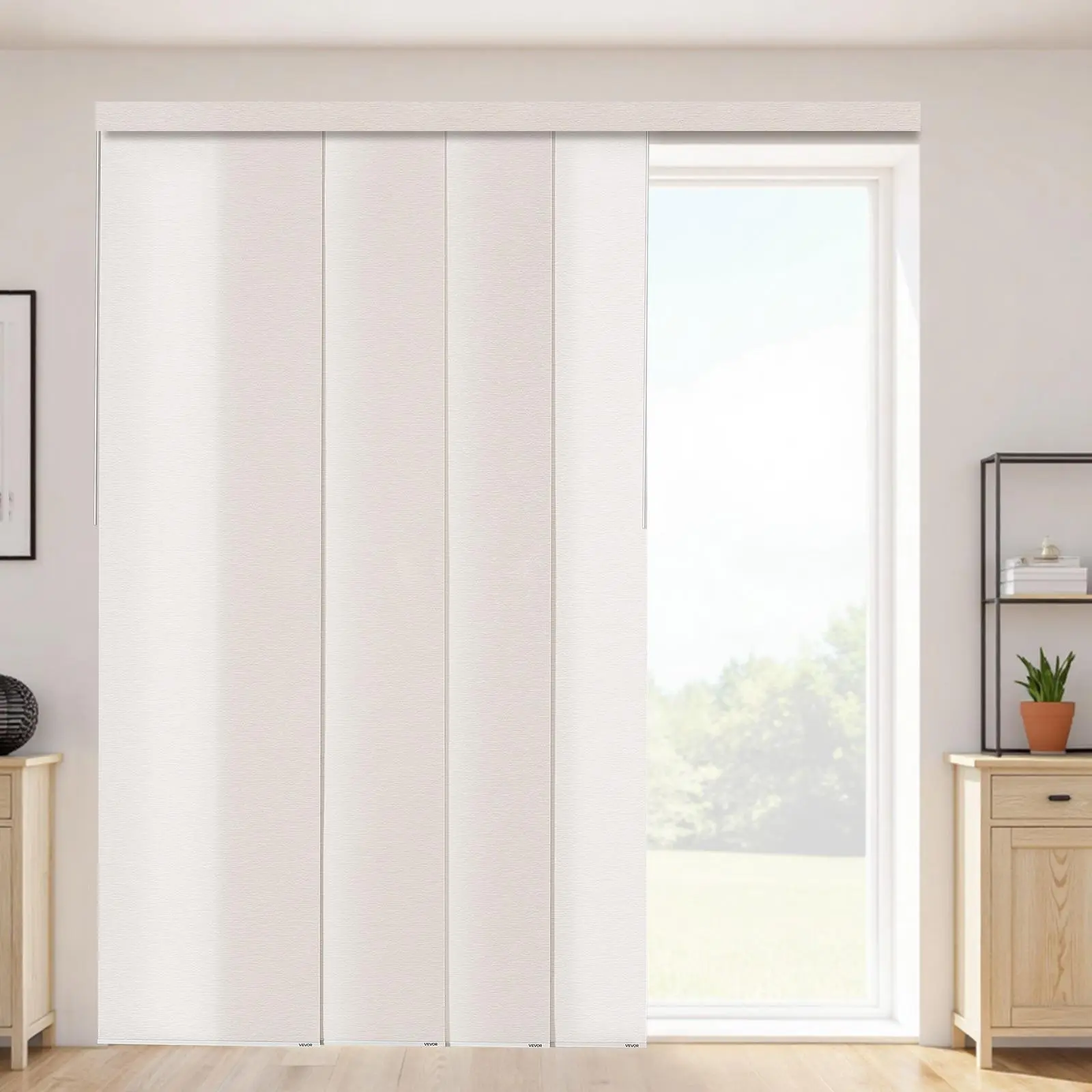 VEVOR Panel Track Blinds, Extendable Track from 45.8 in to 86 in W, Trimmable Panel Curtains Up to 96 in H, Adjustable Vertical Panel Blinds for Sliding Doors, Patio Doors, Room Divider, Light Brown,sohochic