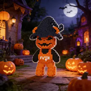 Pumpkin Ghost Face Bear Building Blocks Set, Detailed Craftsmanship, Perfect Gift for All Ages, Ideal for Collectors & Playtime