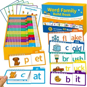 Sinoome Word Family Build Book, 40 Read & Rhyme Flip Activity Books, Learn to Read Phonics Flash Cards for Preschool/Kindergarten, 1st-3rd Grade Kids, Ages 4-8 Homeschool Educational Learning Tools