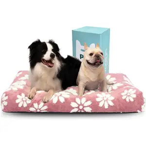 Beds for  Dogs, Cute Thick  Bed for Crate Kennel,  Pet Bed with Removable Washable Cover and Anti-Slip Bottom, 41"x 28",  Flower