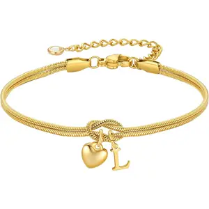 Initial Knot Bracelets for Women - 18K Gold Plated Initial Knot Bracelets for Women Teen Girls, Trendy Letter A-Z Love Charm Bracelet Dainty Jewelry Womens Bridesmaid Birthday Gifts