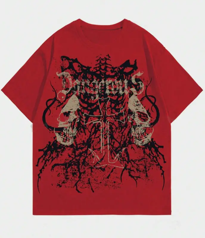 Vintage Y2K Affliction Grunge Punk Rock Men Gothic Tshirt, Style Skull And Cross Printed T-shirt For Men Women, Top Menswear Streetwear Crewneck Short