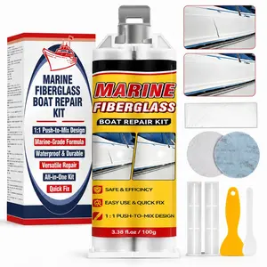Fiberglass Repair Kit for Boats, Gelcoat Repair Kit with Waterproof Epoxy Filler, Easy DIY Solution for Fixing Holes, Chips, Cracks and Scratches, For Above-Waterline Use