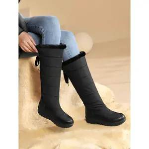 Women’s Knee-High Winter Snow Boots | Fuzzy Faux Fur, Platform Wedge Heel, Slip-On, Waterproof, Comfortable | For Daily Wear, Snow Walks, Winter Commutes, Weekend Outings