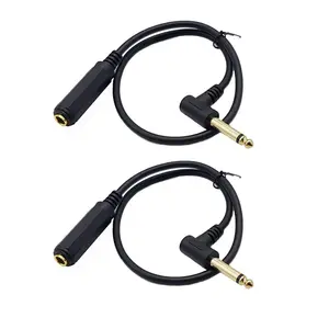 Right Angle Guitar Extension Cord;Seadream 2Pack 6.35mm Angled Male to Female Extension Cable,50CM TRS 1/4 Inch Female to Right Angle Mono Male Audio Extension Cables