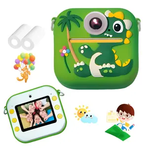 Children's High-Definition Dual Camera Instant Printing Camera, Children's Digital Camera with Game Music Playback Function, Dinosaur Shaped Toy Polaroid Camera, Suitable For Birthday Gifts For Children Aged 3-10