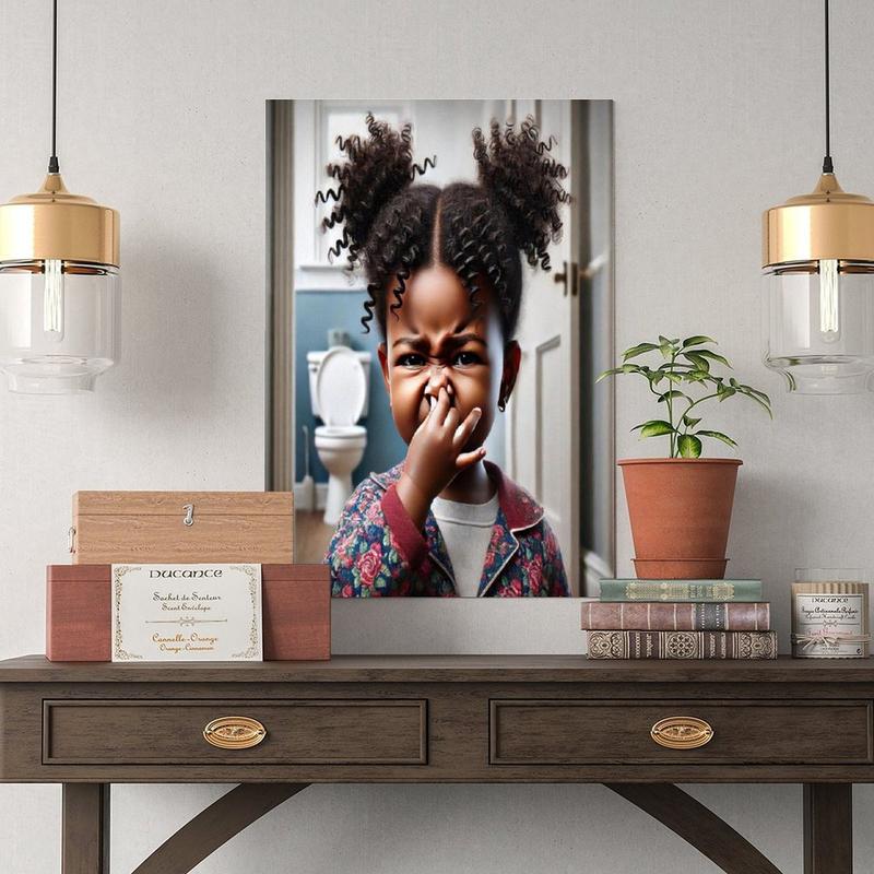 Black Girl Bathroom Poster, Funny African American Bathroom Wall Decor, Kids Bathroom  Prints, African American  Decor Print unique photo car accessory restaurant Modern anime green minimalist art unframed poster decor woman canvas wall art kitchen sign