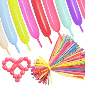 Pastel 260 long balloons 100 Pack Twisting Animal Balloons Assorted Color Thick Latex Modeling Long Magic Balloons for Animal Shape Birthday Weddings Kids' Party Decoration (pastel long balloon)