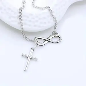 Eternal Love Infinity Cross Pendant Necklace, Real 925 Sterling Silver, Religious Spiritual Jewelry for Baptism/Confirmation Gift