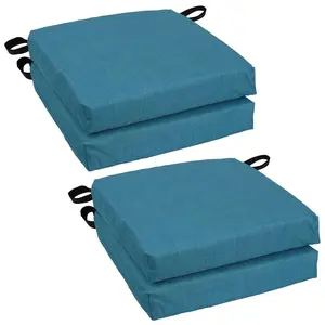 Blazing Needles Indoor/Outdoor Chair Cushion, 16" x 16", Sea Blue 4 Count