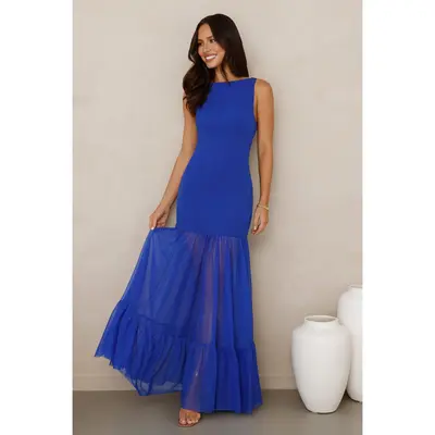 sachin and babi light blue dress Tiered Chiffon Double Strap High Low Dress Petite / 6 / Light-Blue