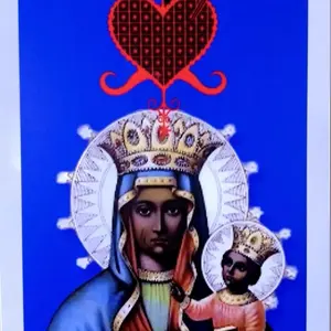 Ezillie Danto Vintage Iron Arts ie with Blue Background and Red Heart Design