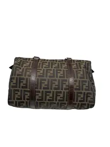 Pre-owned FENDI Brown FF Jacquard & Leather Satchel Bag/WJ04228444/8444