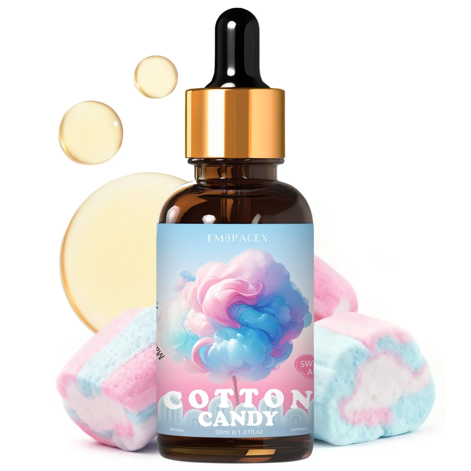 30ML Cotton Candy Essential Oils with Dropper, Food Grade Scented Oil, Home Fragrance Products, Fragrance Oil for Diffuser, for DIY Soap Candle Bath Car Air Freshener Home Office Decor Gift, Aromatherapy Oils
