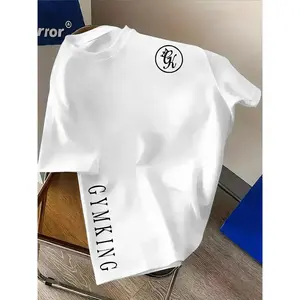 GYMKING Men's White Sporty Sports Top - Crown Logo, Bold Chest Print, Workout Activewear for Gym Training and Casual Streetwear, Sporty Sports Tops