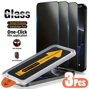 Easy Install Tempered Glass Privacy Screen Protectors for iPhone 17/17 Air/17 Pro/17 ProMax，16/15/15 Plus/14/13/12/11/XS/XR Anti-spy Auto Alignment Kit Film Accessories