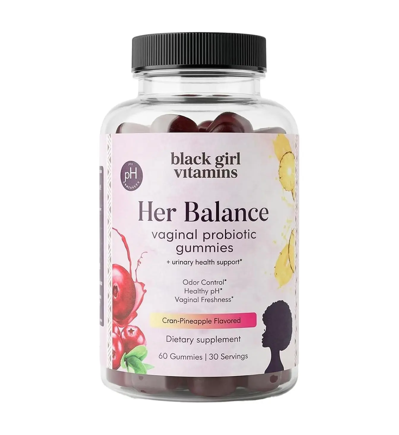 Black Girl Vitamins Her Balance Vaginal Probiotic Gummies – pH Balance & Odor Support, Feminine Health + Urinary Tract Support, 2B CFU Lactobacillus, Vegan, Gluten-Free, Halal (30-Day Supply)