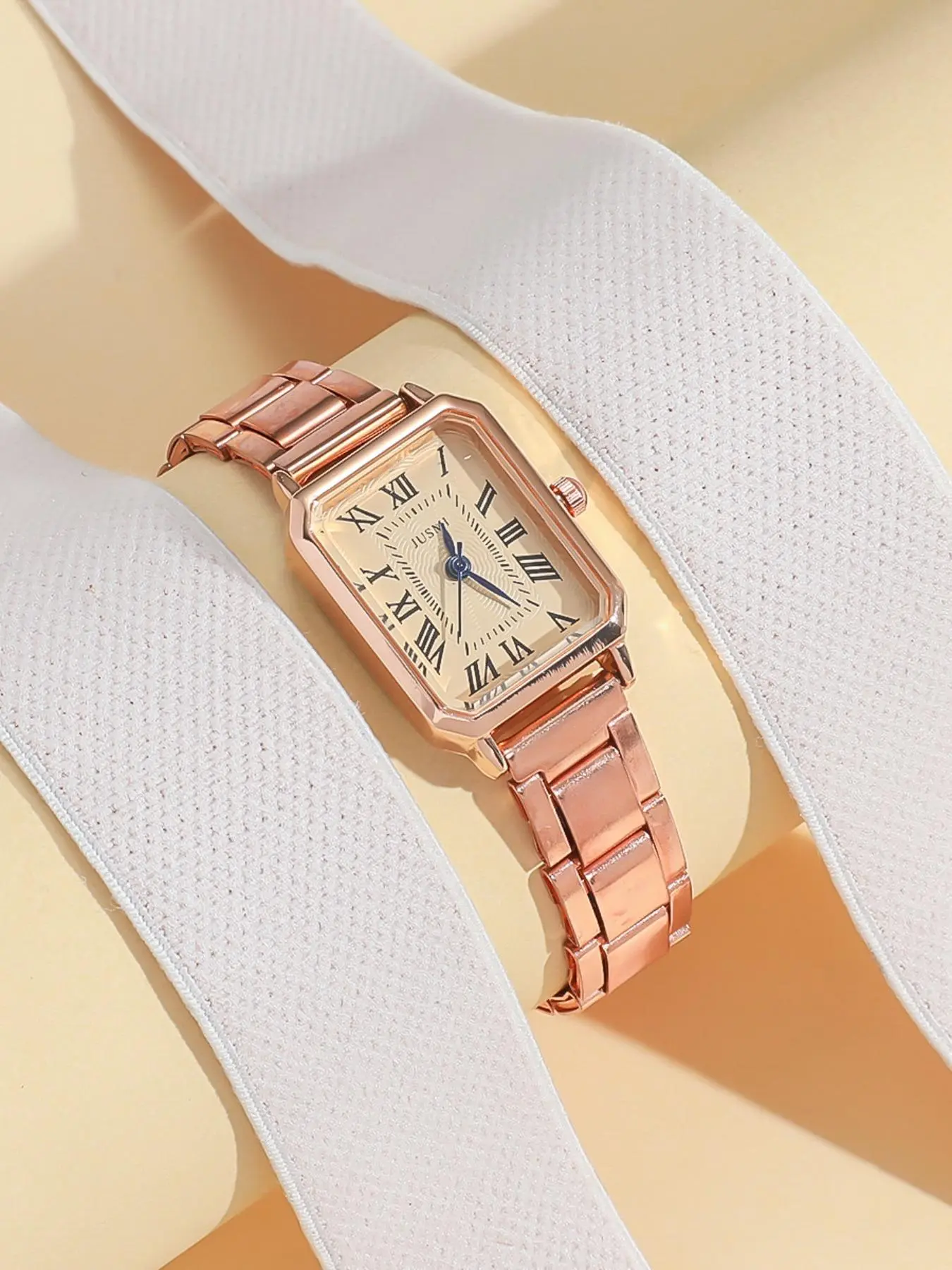 Women's Vintage Rectangle Dial Quartz Watch, 2024 New Style Fashionable Rose Gold Wristwatch for Women & Girls, Trendy All-match & Exquisite Watch for Birthday Gift