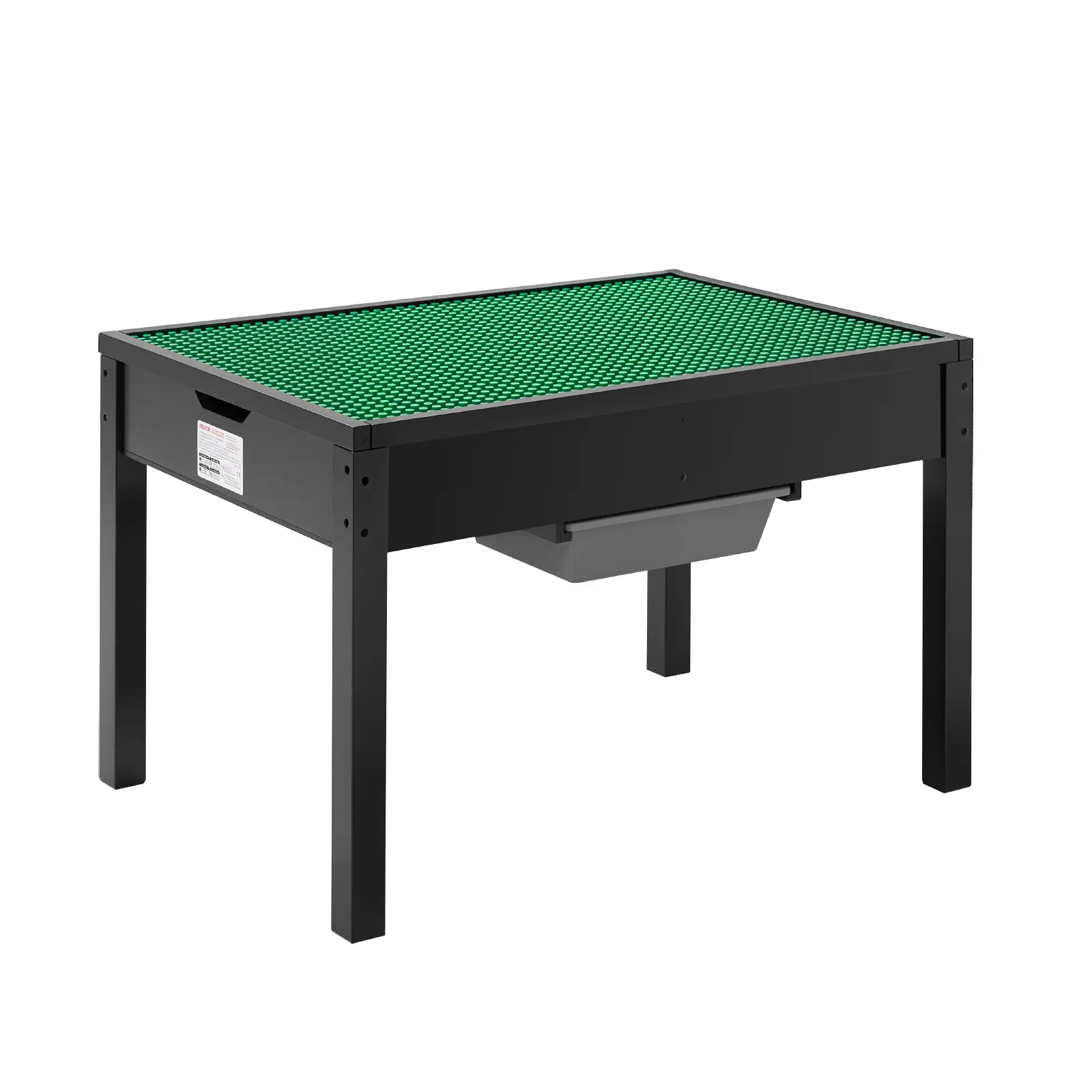 【SummerFinds】VEVOR Kids Pine Wooden Activity Table - Reversible Double-Sided Building Blocks Top, Multi-Purpose Play Table with 2 Organizing Storage Bins, Rounded Edge Safe, Large Surface, Father's Day Gift for Kids 3+ Years, Black